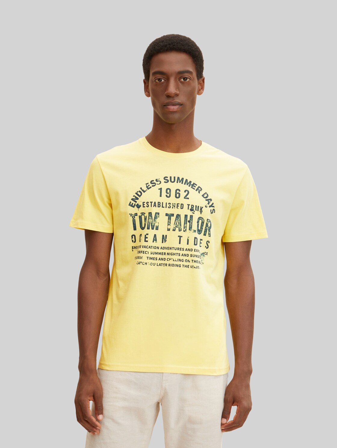 TOM TAILOR Herren T-Shirt mit Textprint , gelb, Gr. XXL,