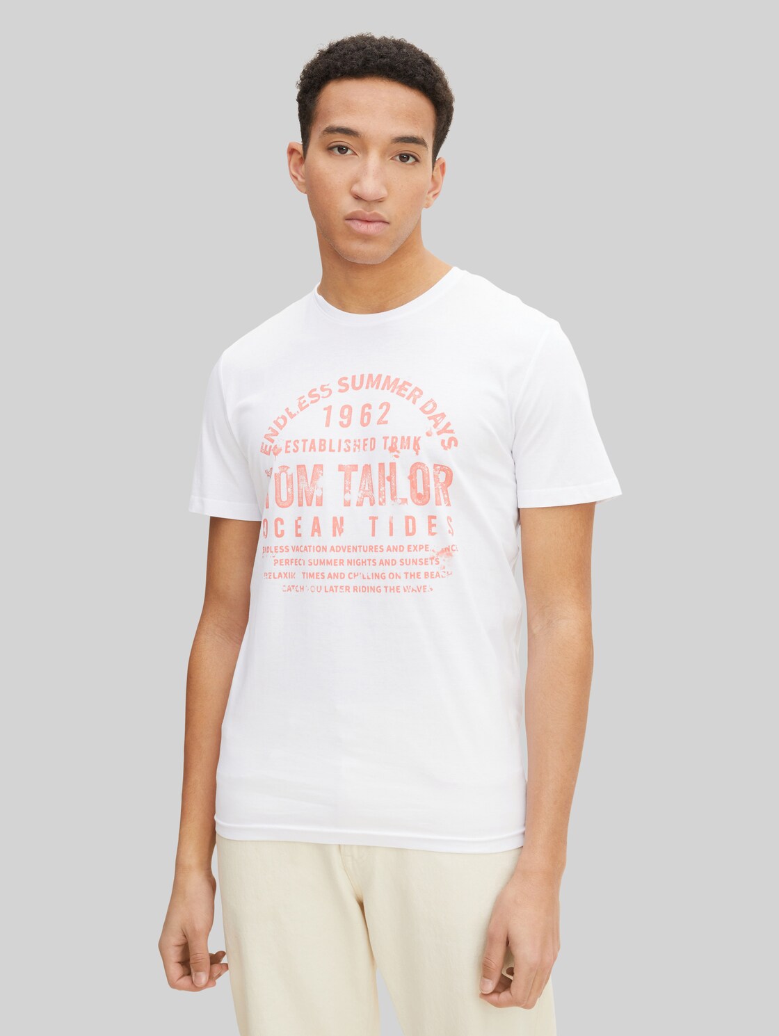 TOM TAILOR Herren T-Shirt mit Textprint , weiß, Gr. XL,