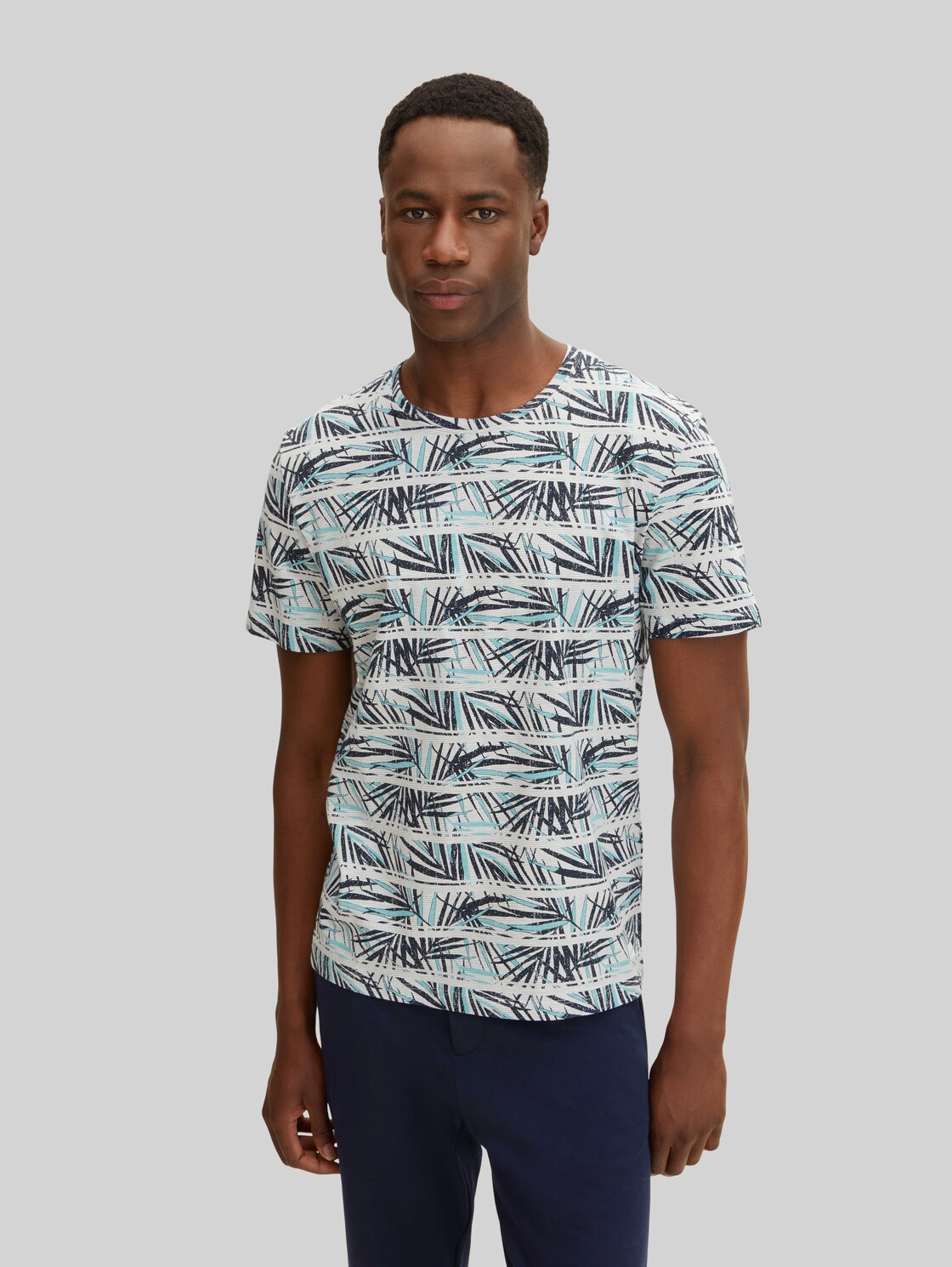 TOM TAILOR Herren T-Shirt mit Allover-Print, weiß, Gr. XXL,