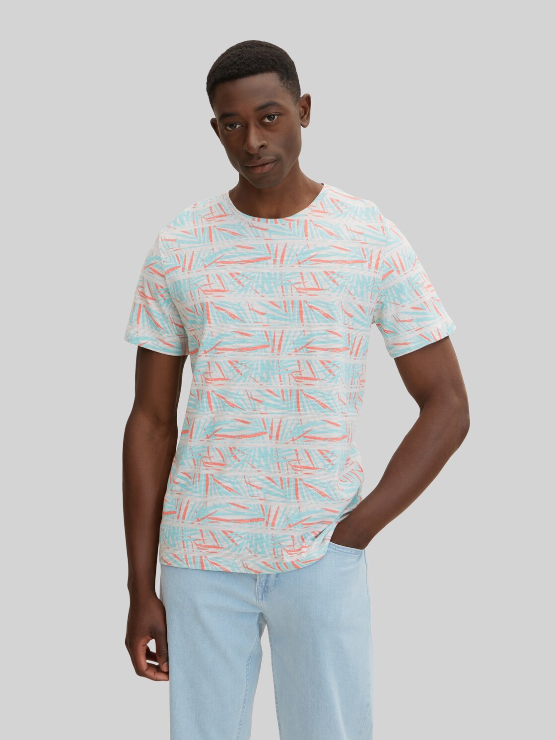 TOM TAILOR Herren T-Shirt mit Allover-Print, rot, Gr. XXL,
