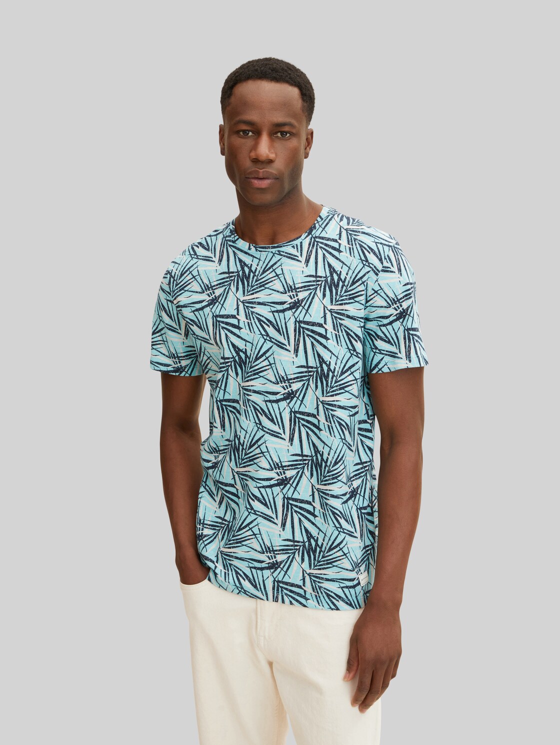 TOM TAILOR Herren T-Shirt mit Allover-Print, grün, Gr. XXL,