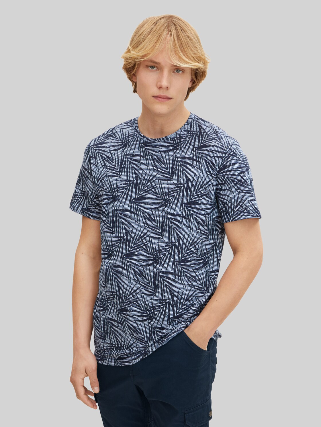 TOM TAILOR Herren T-Shirt mit Allover-Print, schwarz, Gr. XXL,