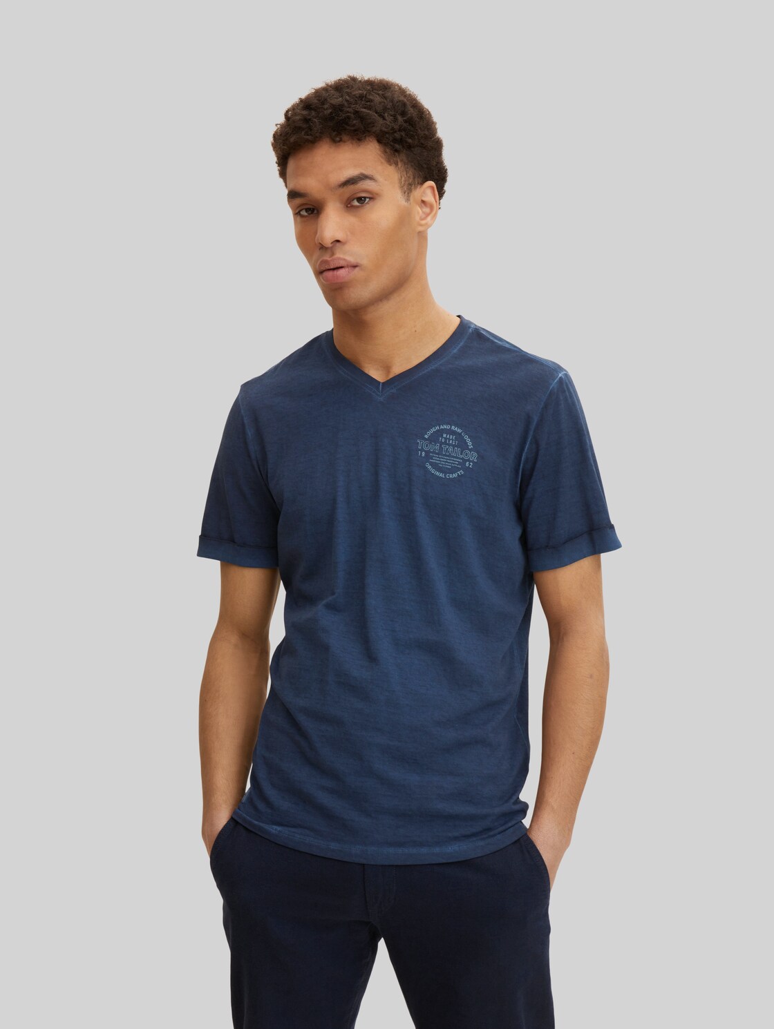 TOM TAILOR Herren T-Shirt mit Logo Print , blau, Gr. XL,