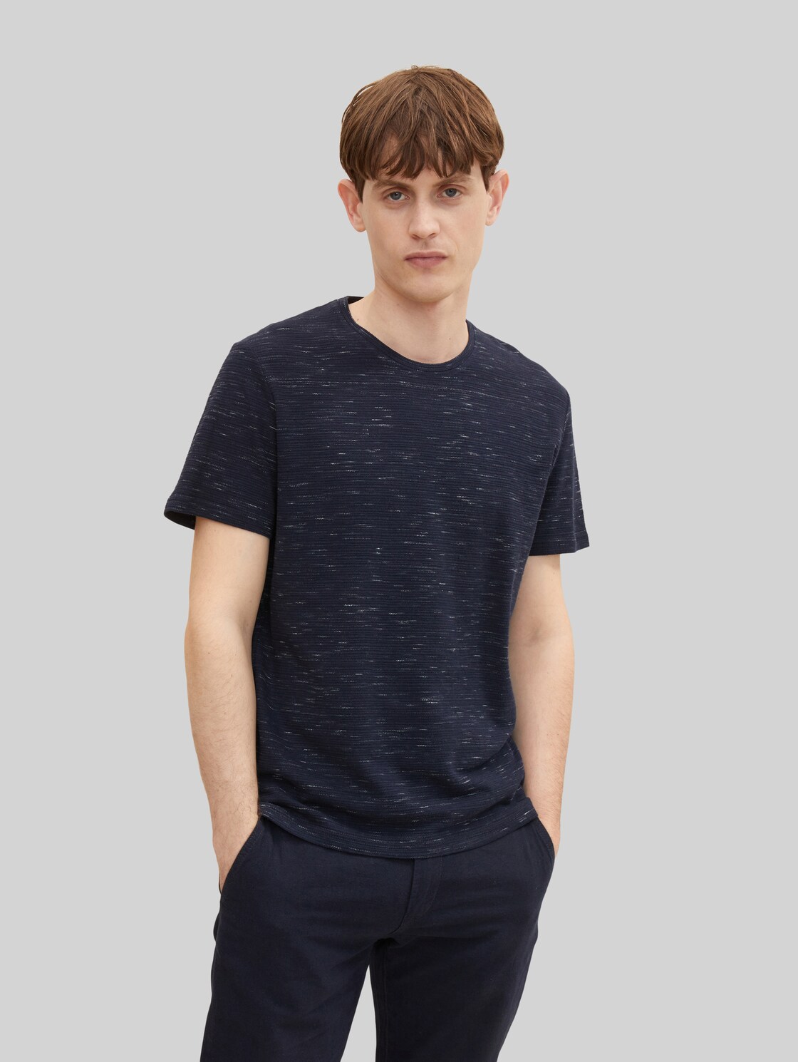 TOM TAILOR Herren T-Shirt mit Struktur , blau, Gr. M,