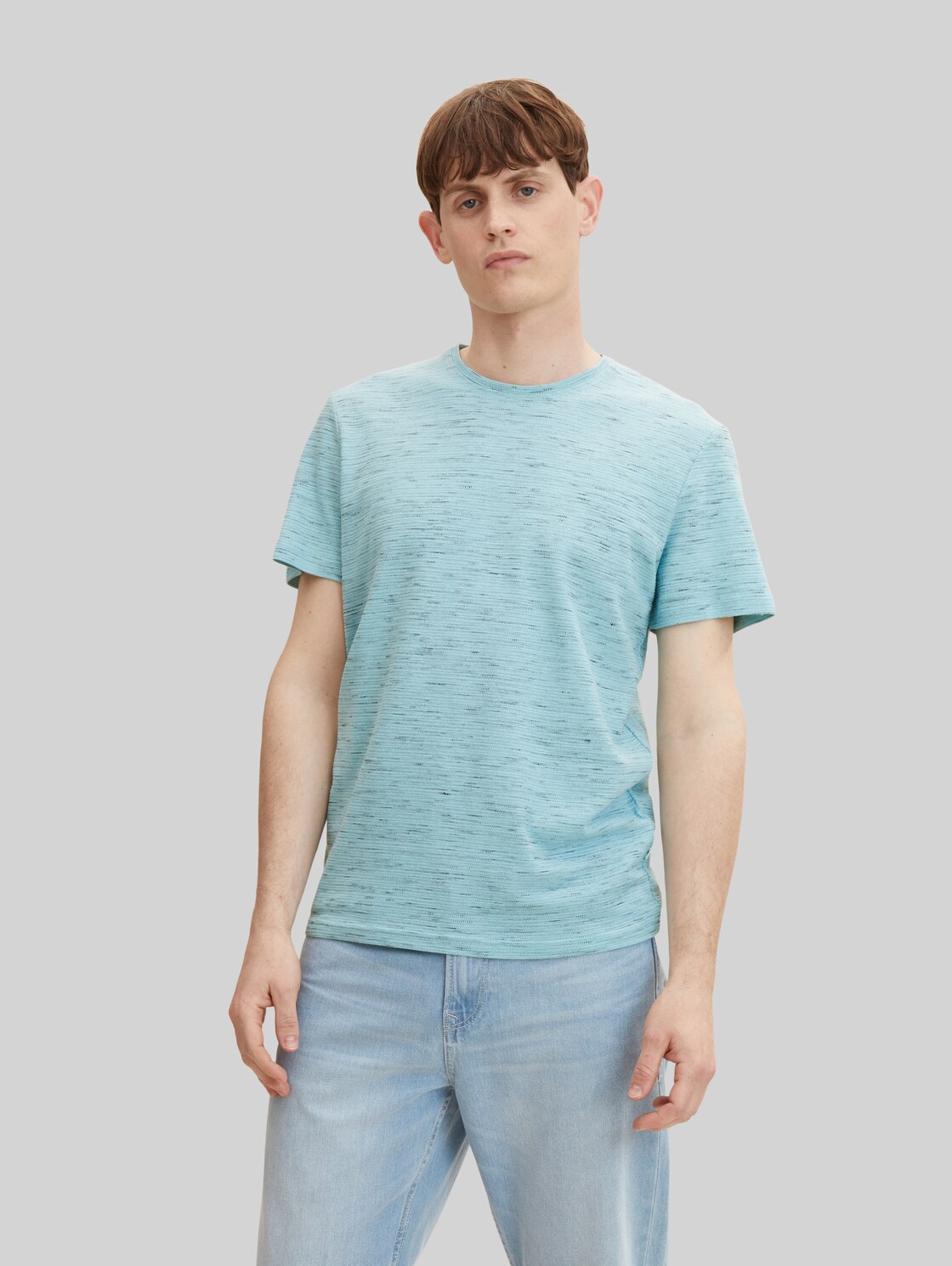 TOM TAILOR Herren T-Shirt mit Struktur , blau, Gr. L,