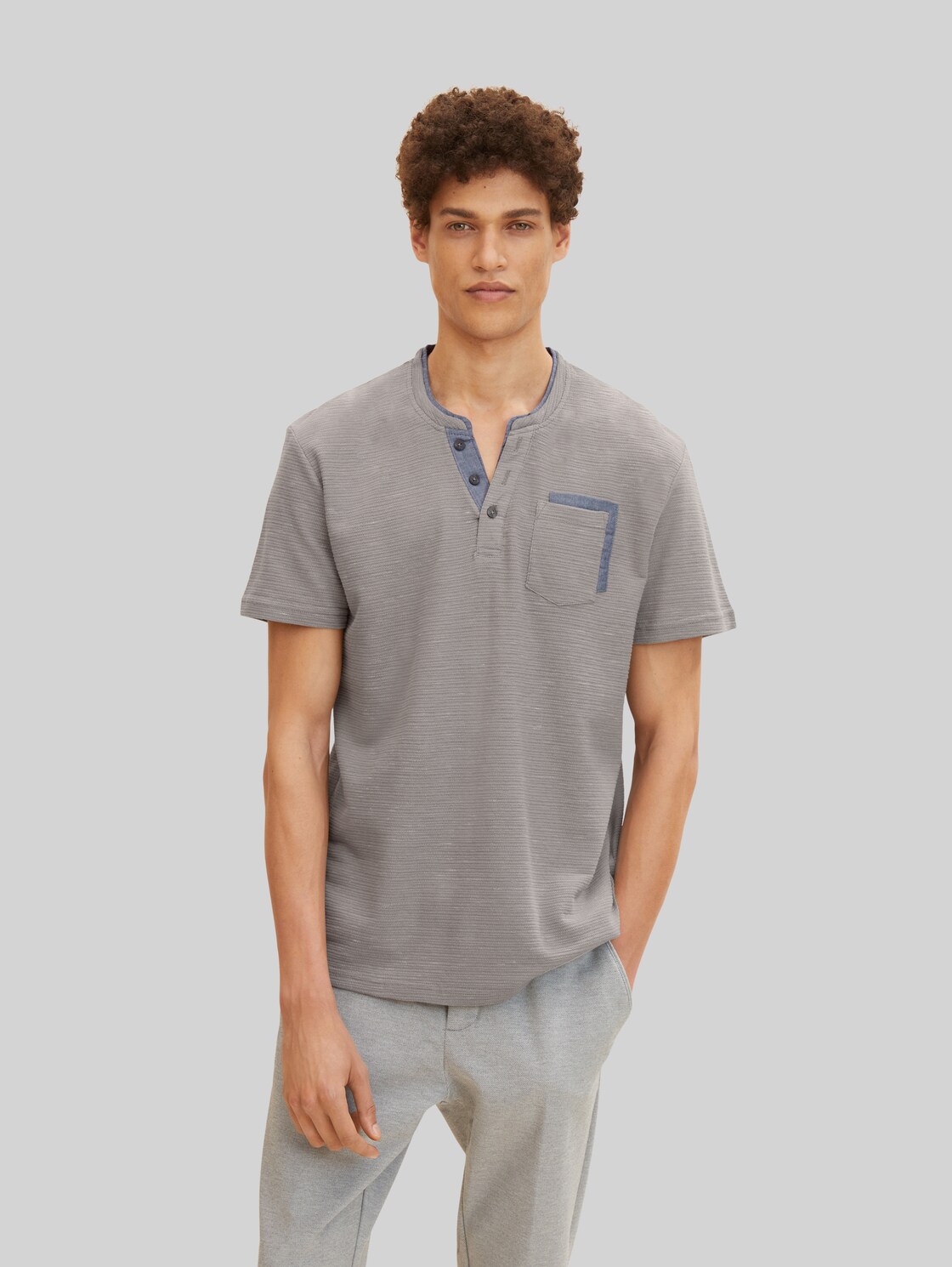 TOM TAILOR Herren T-Shirt mit Struktur , grau, Gr. XXL,