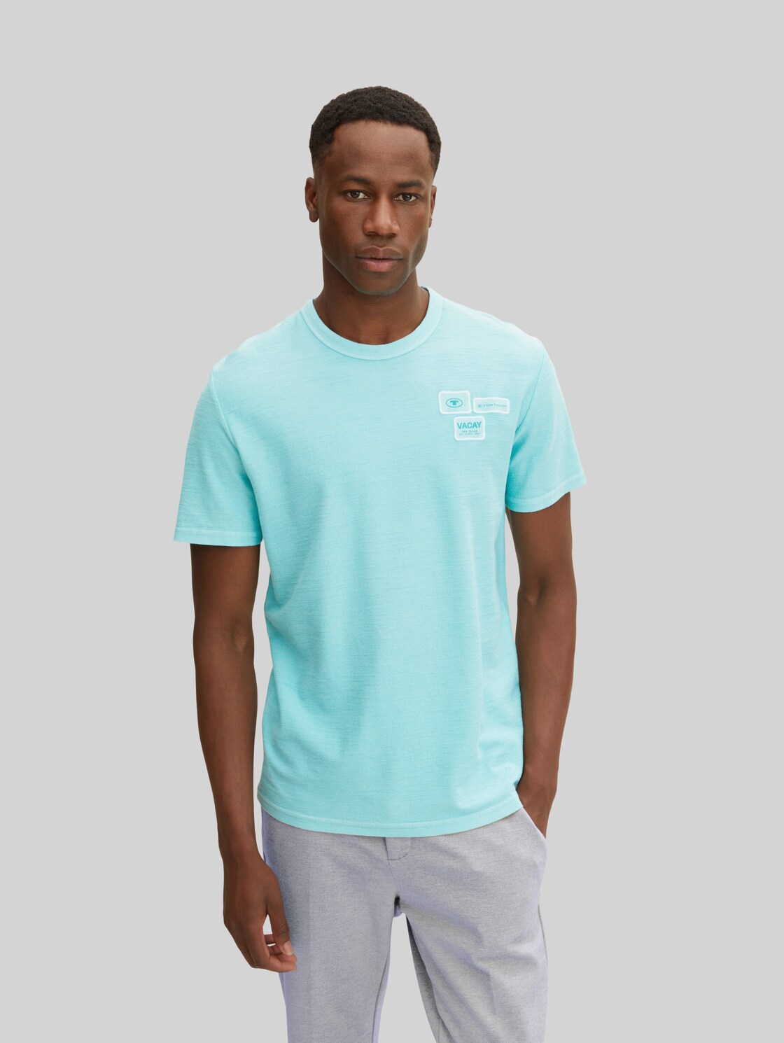 TOM TAILOR Herren T-Shirt mit Badge-Details , blau, Gr. XXL,