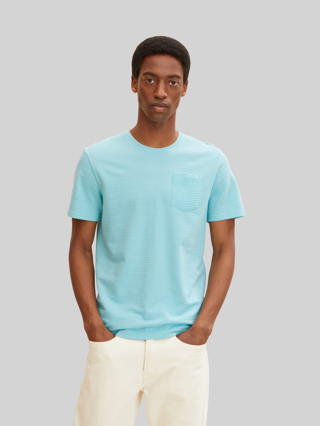 TOM TAILOR Herren T-Shirt mit Struktur , blau, Gr. XXL,
