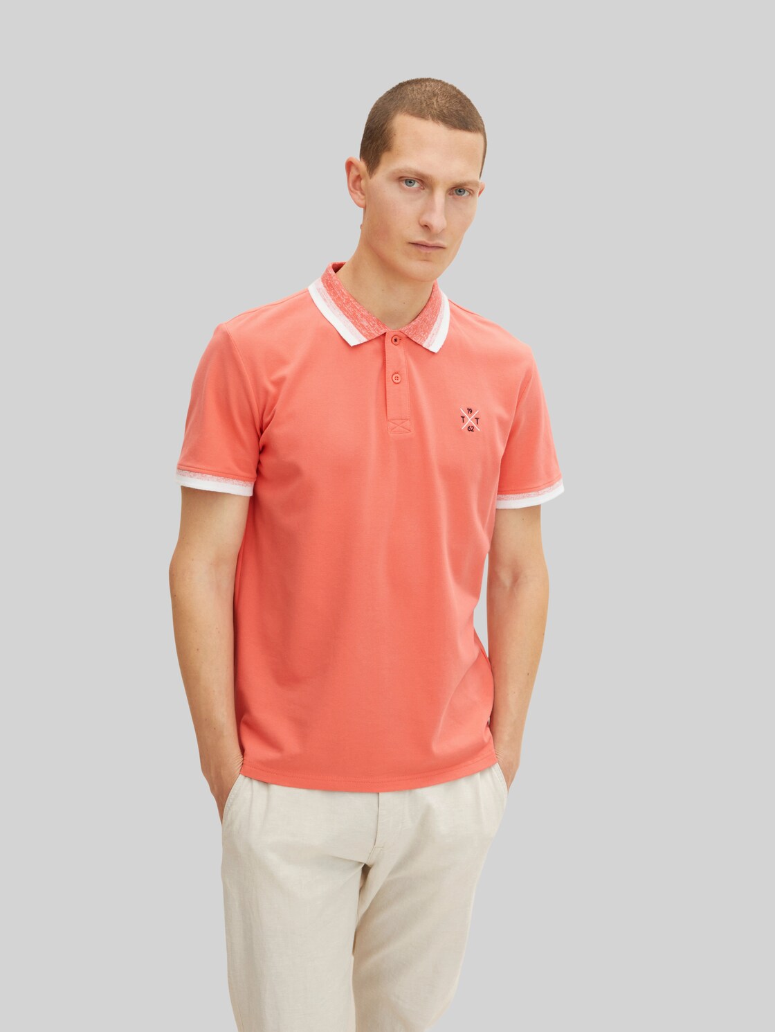 TOM TAILOR Herren Poloshirt mit Stickerei , rosa, Gr. XXL,