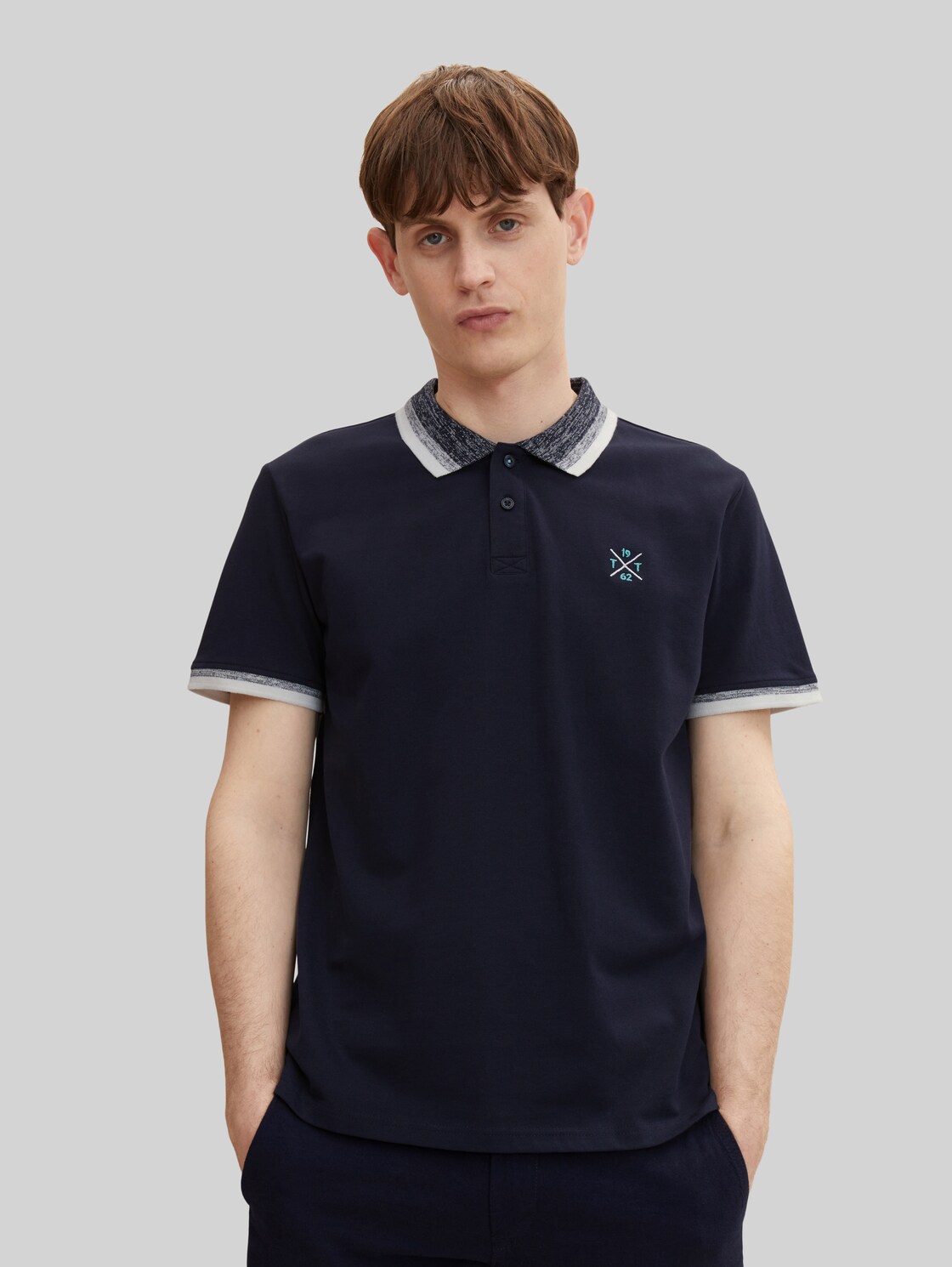 TOM TAILOR Herren Poloshirt mit Stickerei , blau, Gr. XL,
