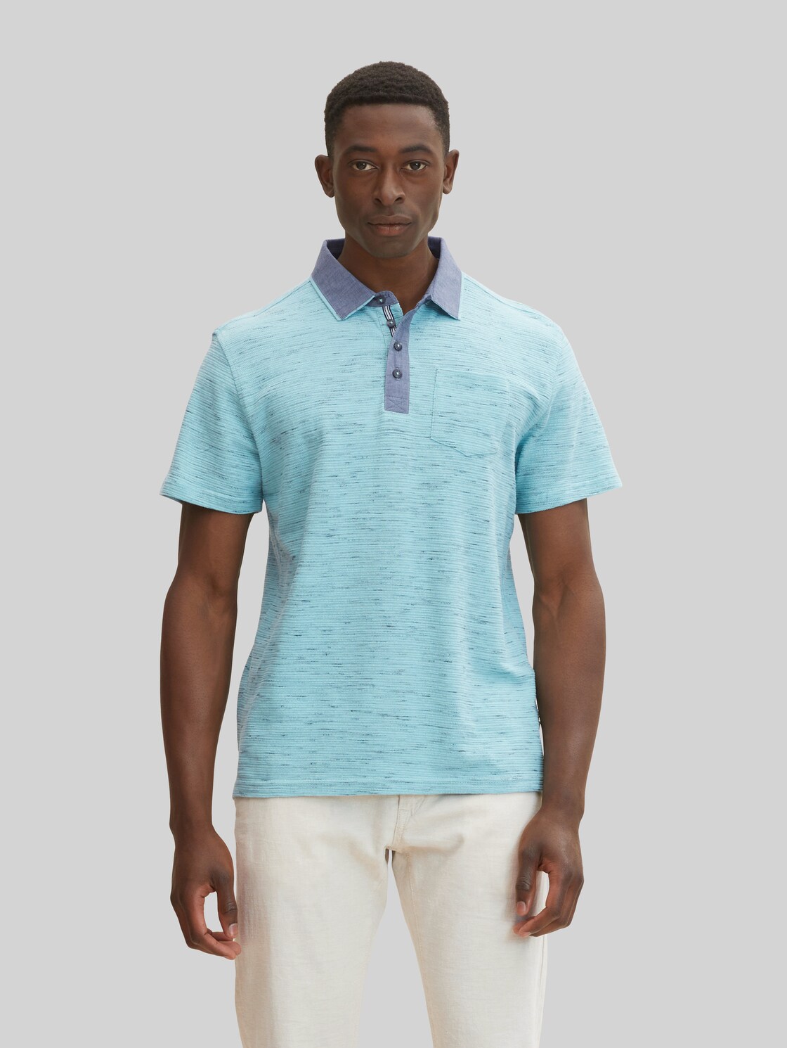 TOM TAILOR Herren Poloshirt mit Struktur , blau, Gr. S,