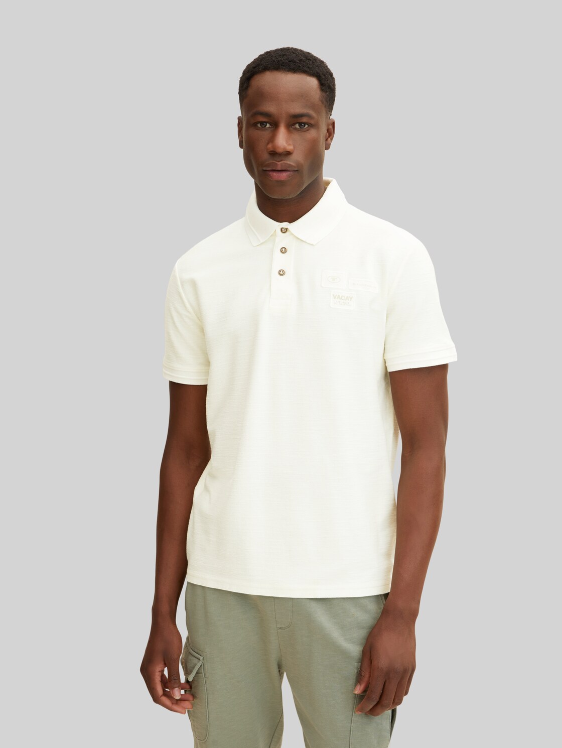 TOM TAILOR Herren Poloshirt mit Logo Badge, beige, Gr. XXL,