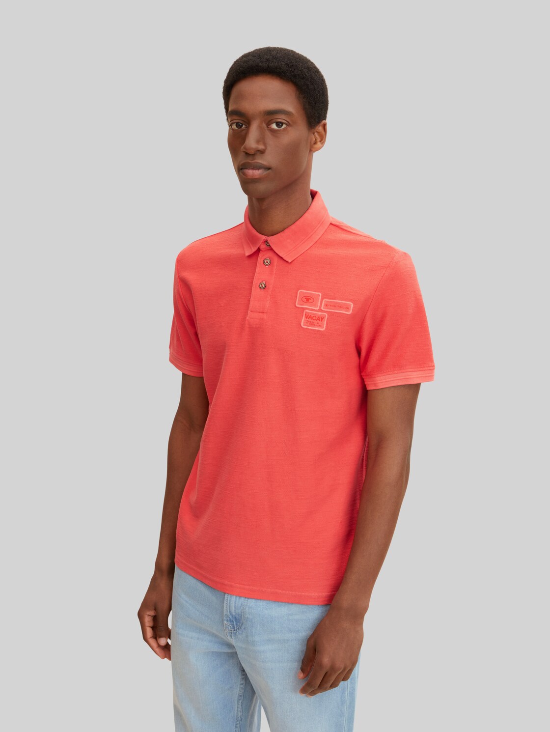 TOM TAILOR Herren Poloshirt mit Logo Badge, rot, Gr. XXL,