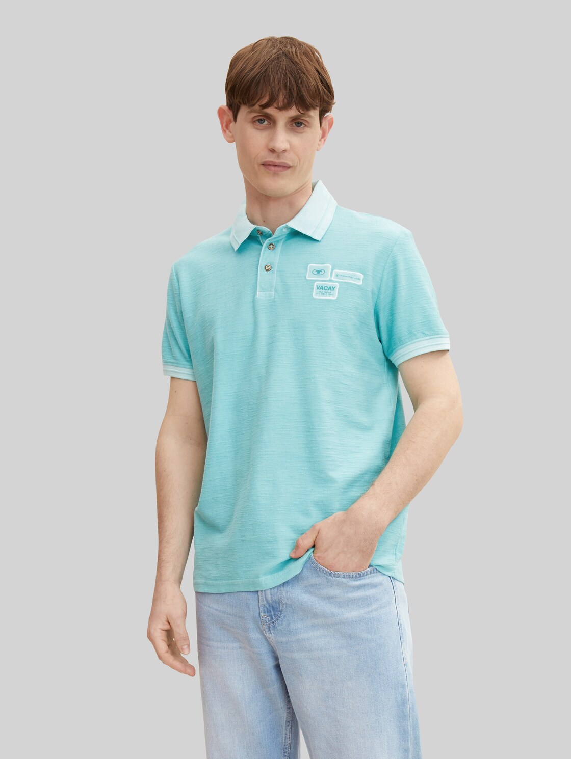 TOM TAILOR Herren Poloshirt mit Logo Badge, blau, Gr. XXL,
