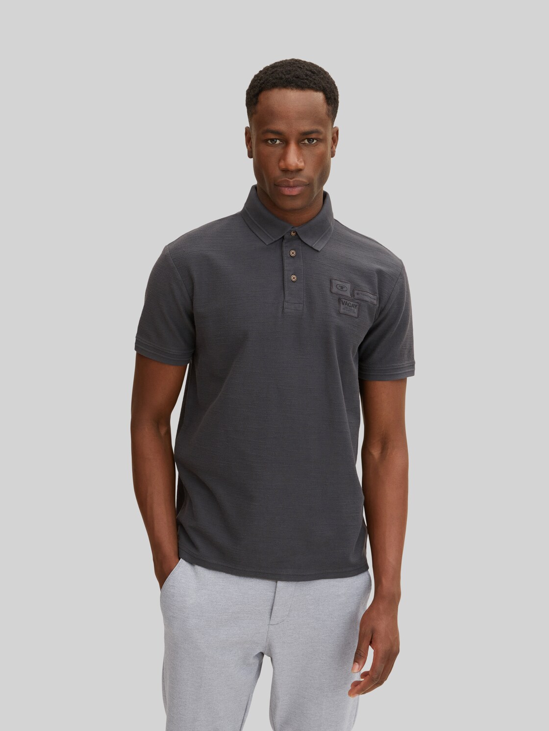 TOM TAILOR Herren Poloshirt mit Logo Badge, schwarz, Gr. XXL,
