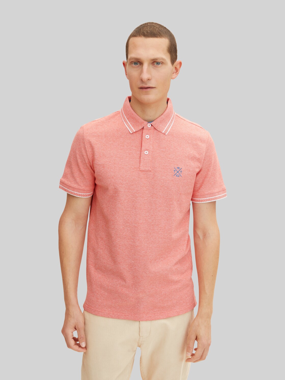 TOM TAILOR Herren Poloshirt mit Stickerei, rosa, Gr. XL,