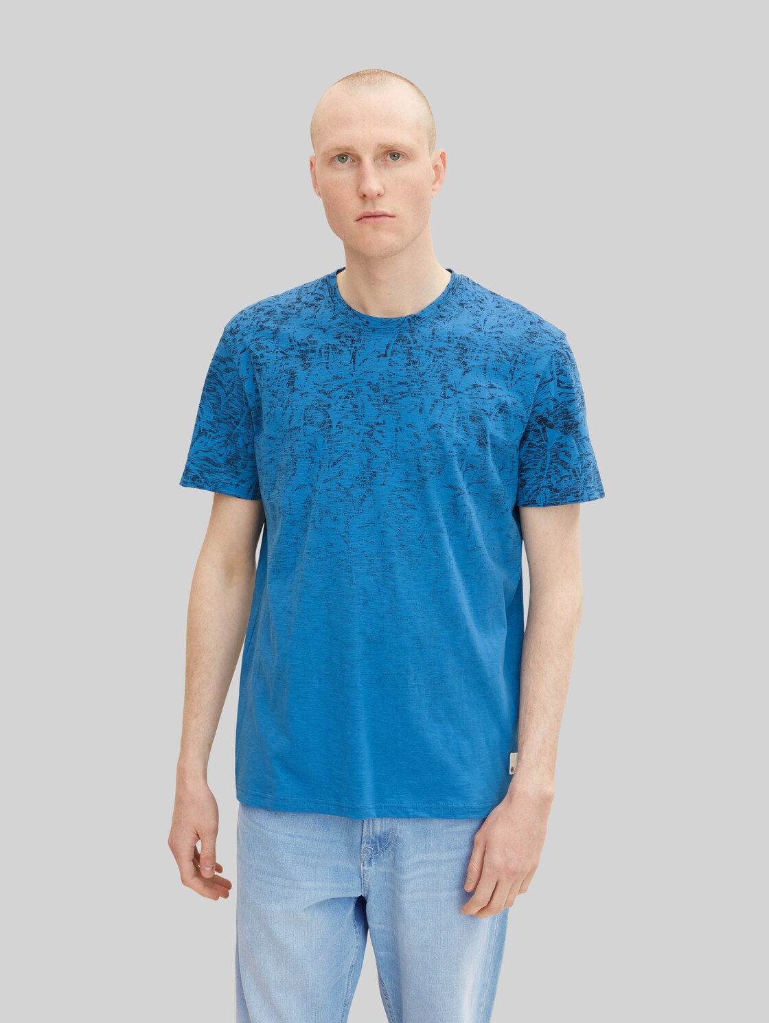 TOM TAILOR Herren T-Shirt mit Printmuster, blau, Gr. XL,