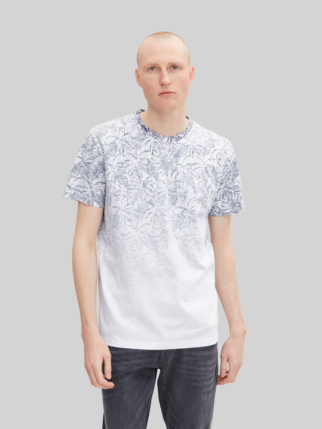 TOM TAILOR Herren T-Shirt mit Printmuster, blau, Print, Gr. S,