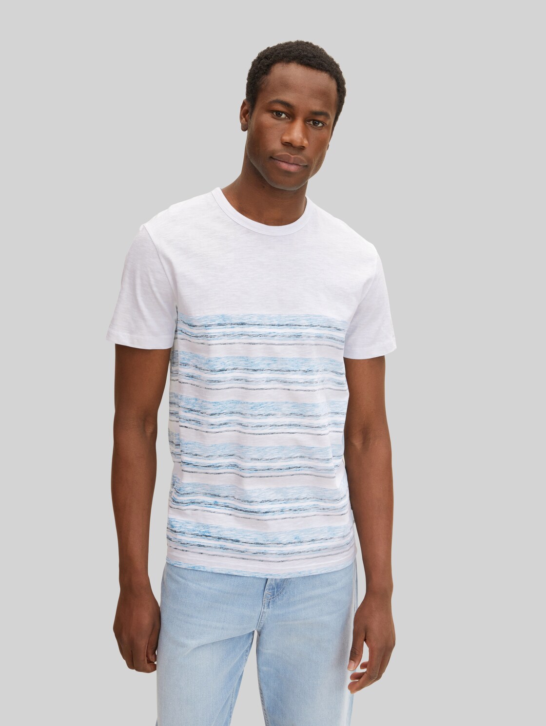 TOM TAILOR Herren T-Shirt im Streifenmuster, blau, Streifenmuster, Gr. XXXL,