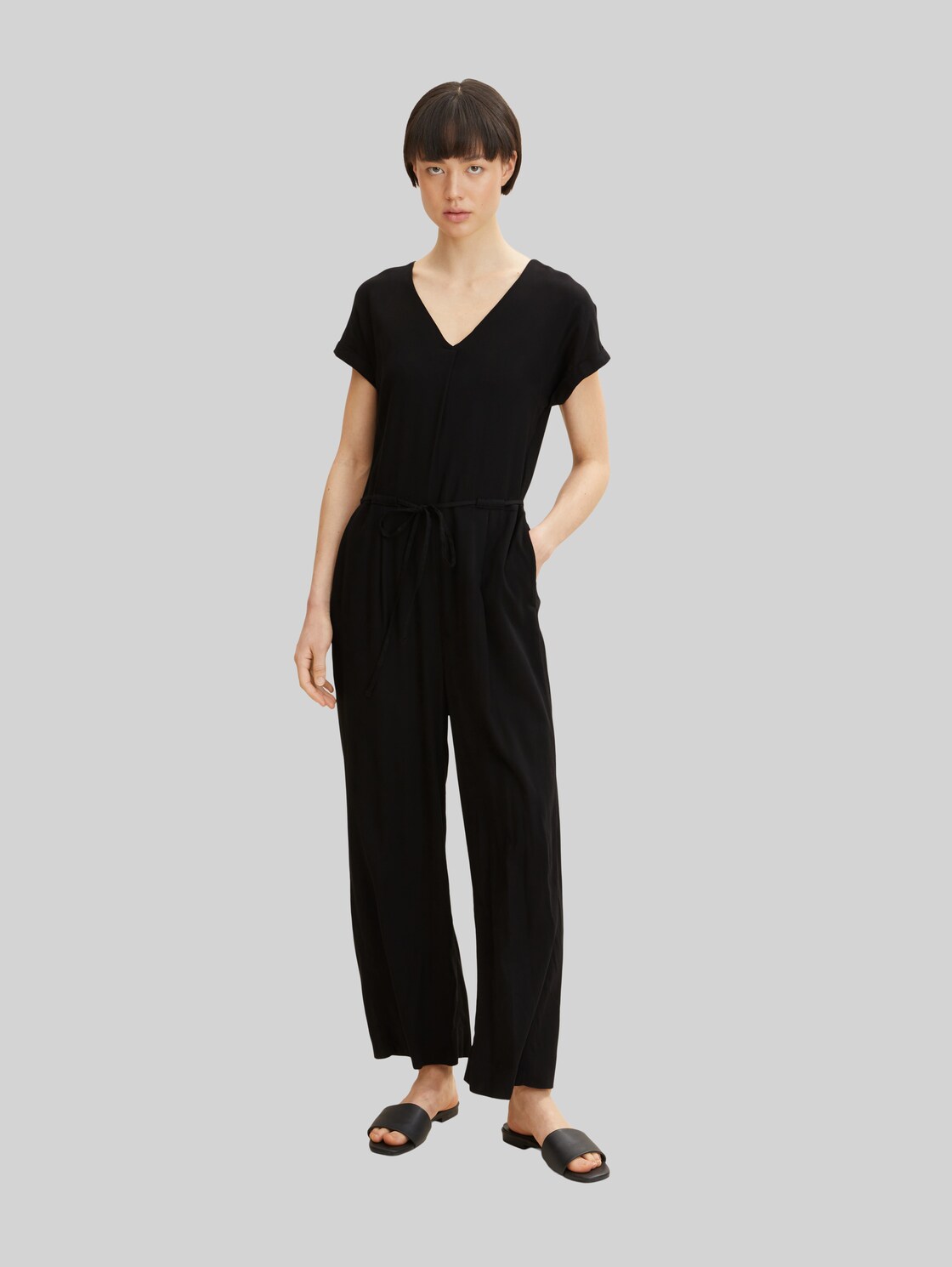 TOM TAILOR Damen Basic Jumpsuit , schwarz, Gr. 38,