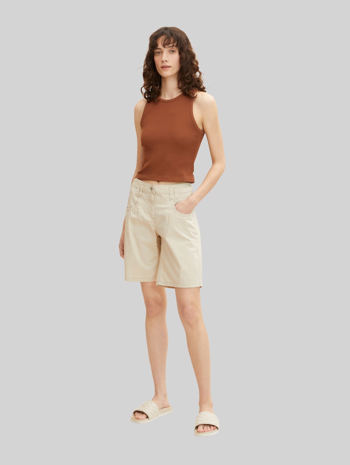 TOM TAILOR Damen Chino Bermuda Shorts, beige, Gr. 38,