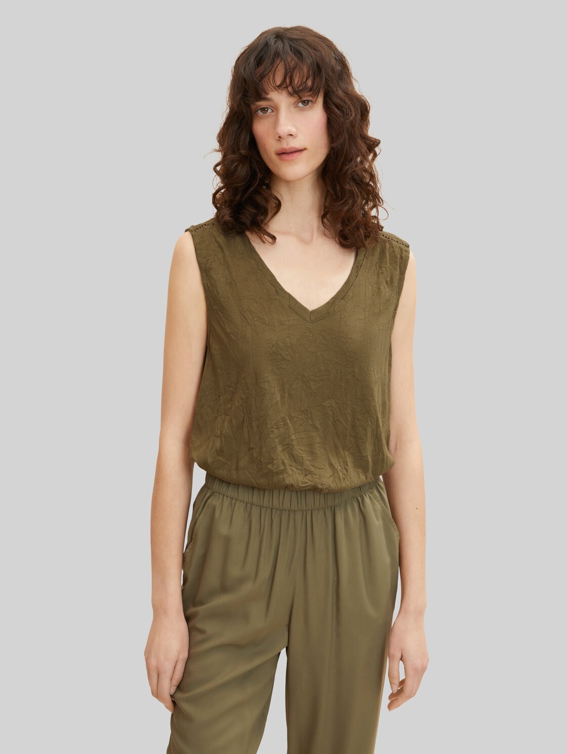 TOM TAILOR Damen Top in Knitteroptik , grün, Gr. XXL,