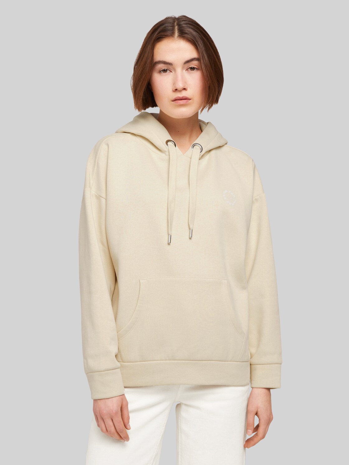 TOM TAILOR DENIM Damen Gemütlicher Hoodie mit Kapuze, beige, Gr. XL, baumwolle