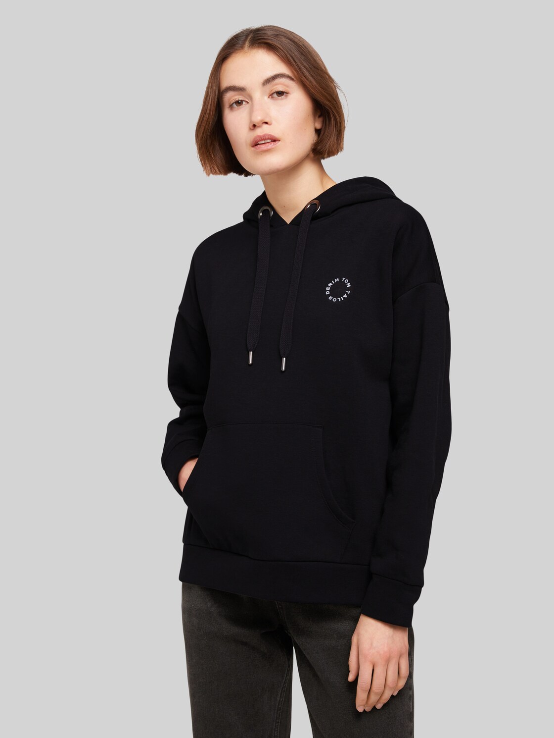 TOM TAILOR DENIM Damen Gemütlicher Hoodie mit Kapuze, blau, Gr. XL, baumwolle