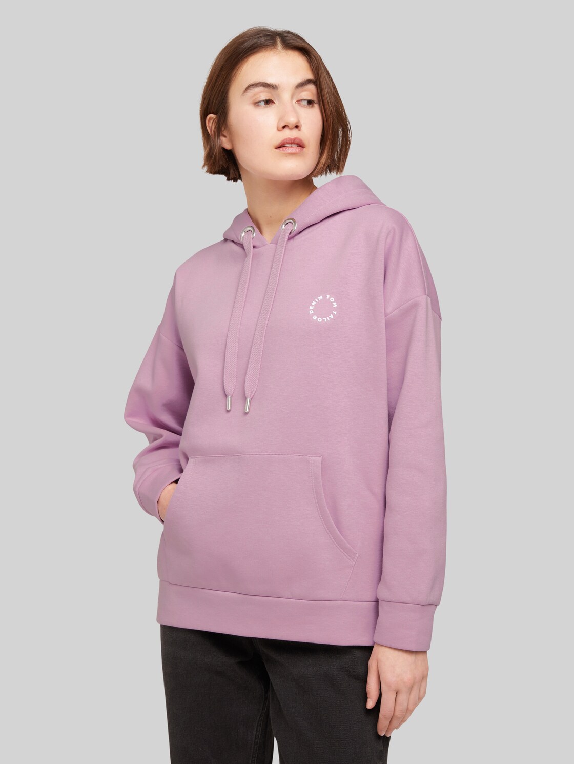TOM TAILOR DENIM Damen Gemütlicher Hoodie mit Kapuze, lila, Gr. M, baumwolle