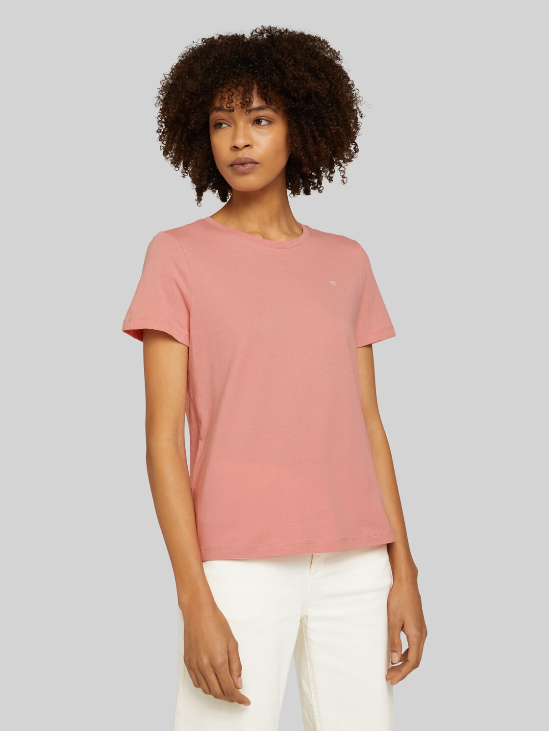 TOM TAILOR Damen T-Shirt mit Logo Print, rosa, Logo Print, Gr. XL,