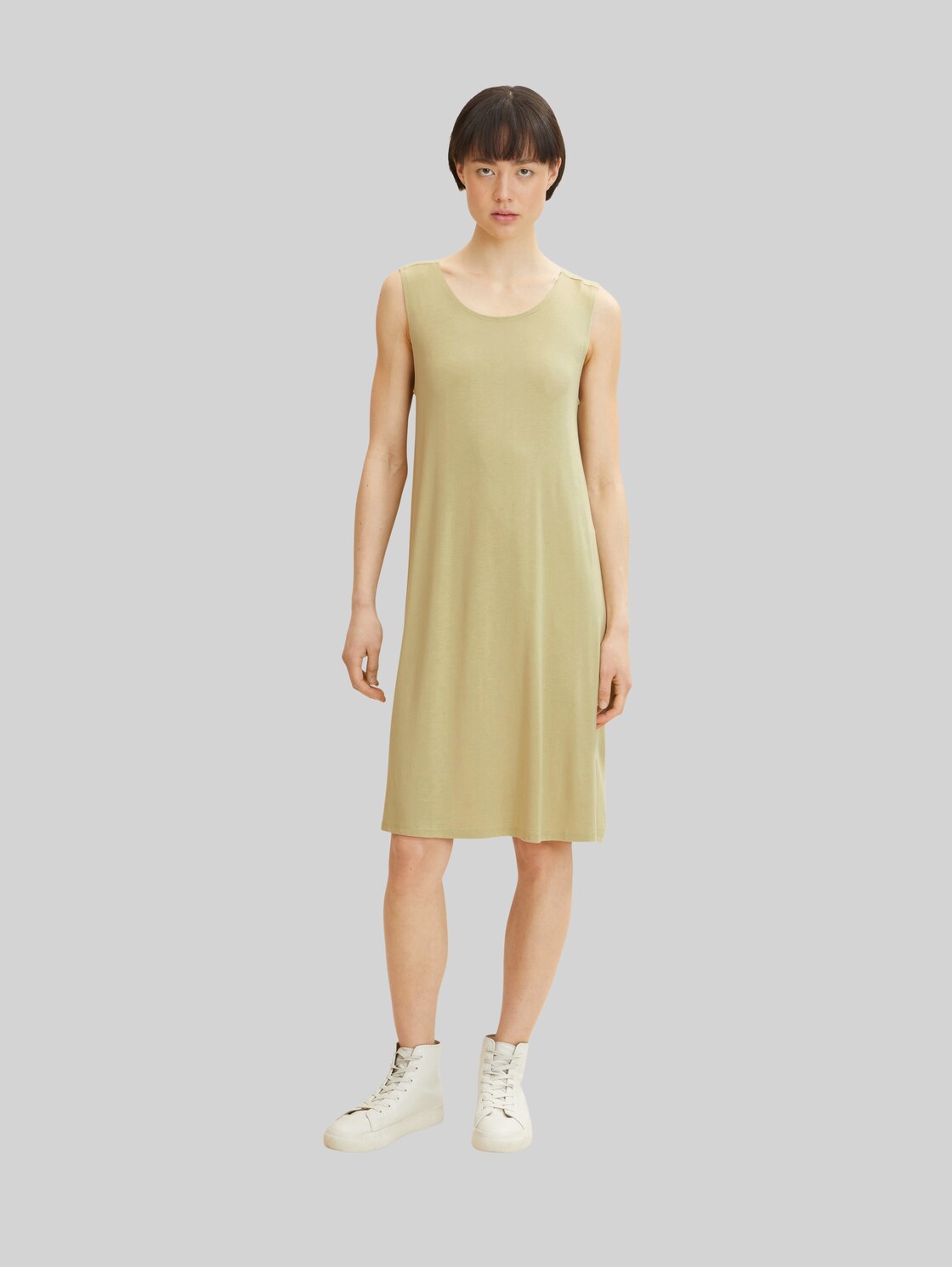 TOM TAILOR Damen Jerseykleid mit Rückenausschnitt, grün, Gr. 36,