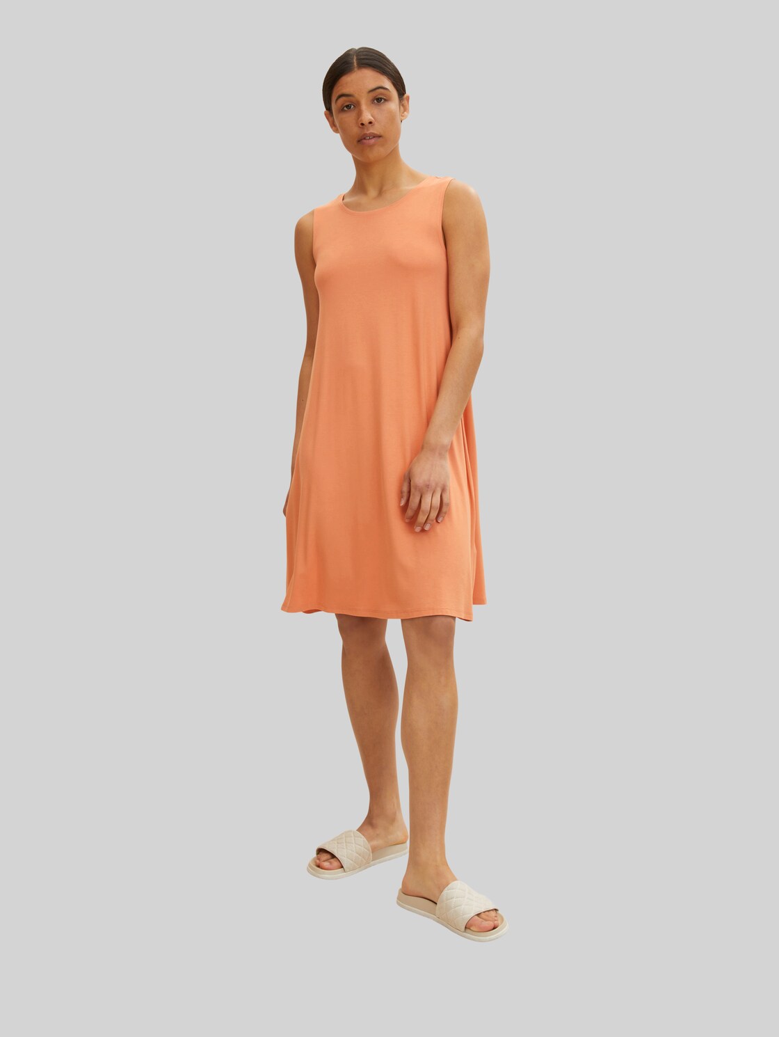 TOM TAILOR Damen Jerseykleid mit Rückenausschnitt, orange, Gr. 36,