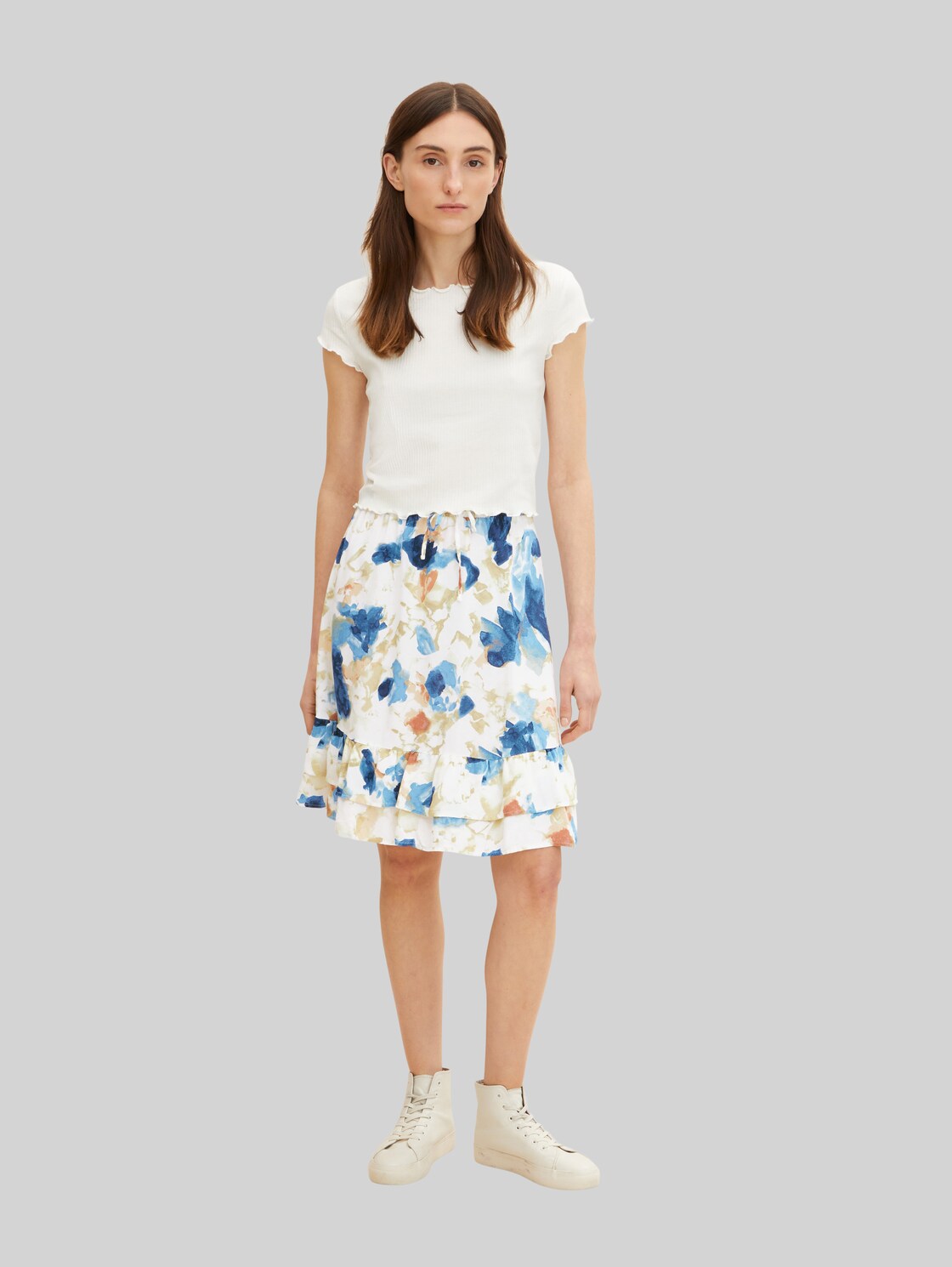 TOM TAILOR Damen Rock mit Volants , blau, Gr. 36,
