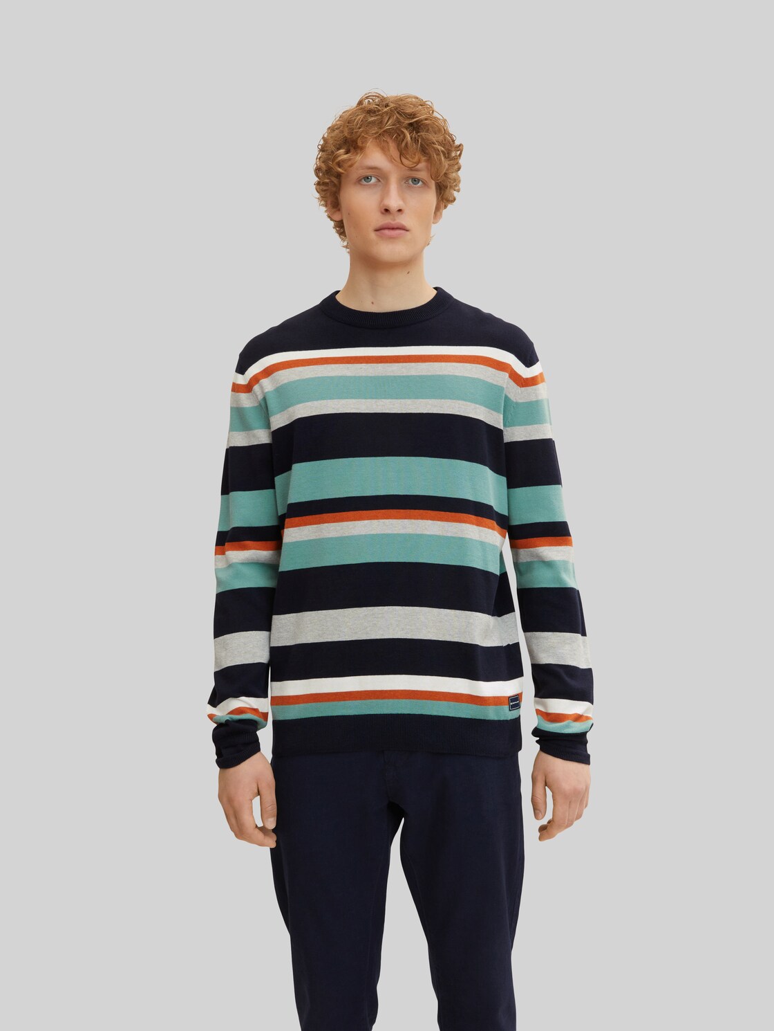 TOM TAILOR Herren Strickpullover mit Streifenmuster, blau, Gr. XL,
