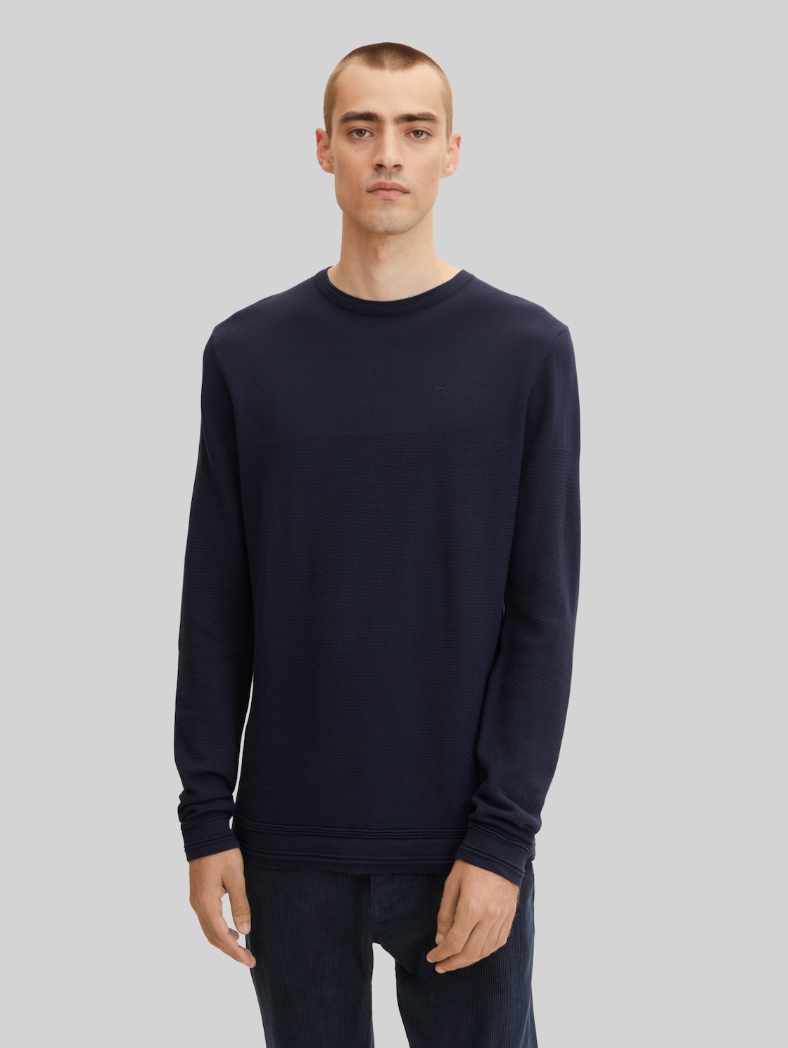 TOM TAILOR Herren Pullover mit Struktur , blau, Gr. XL,