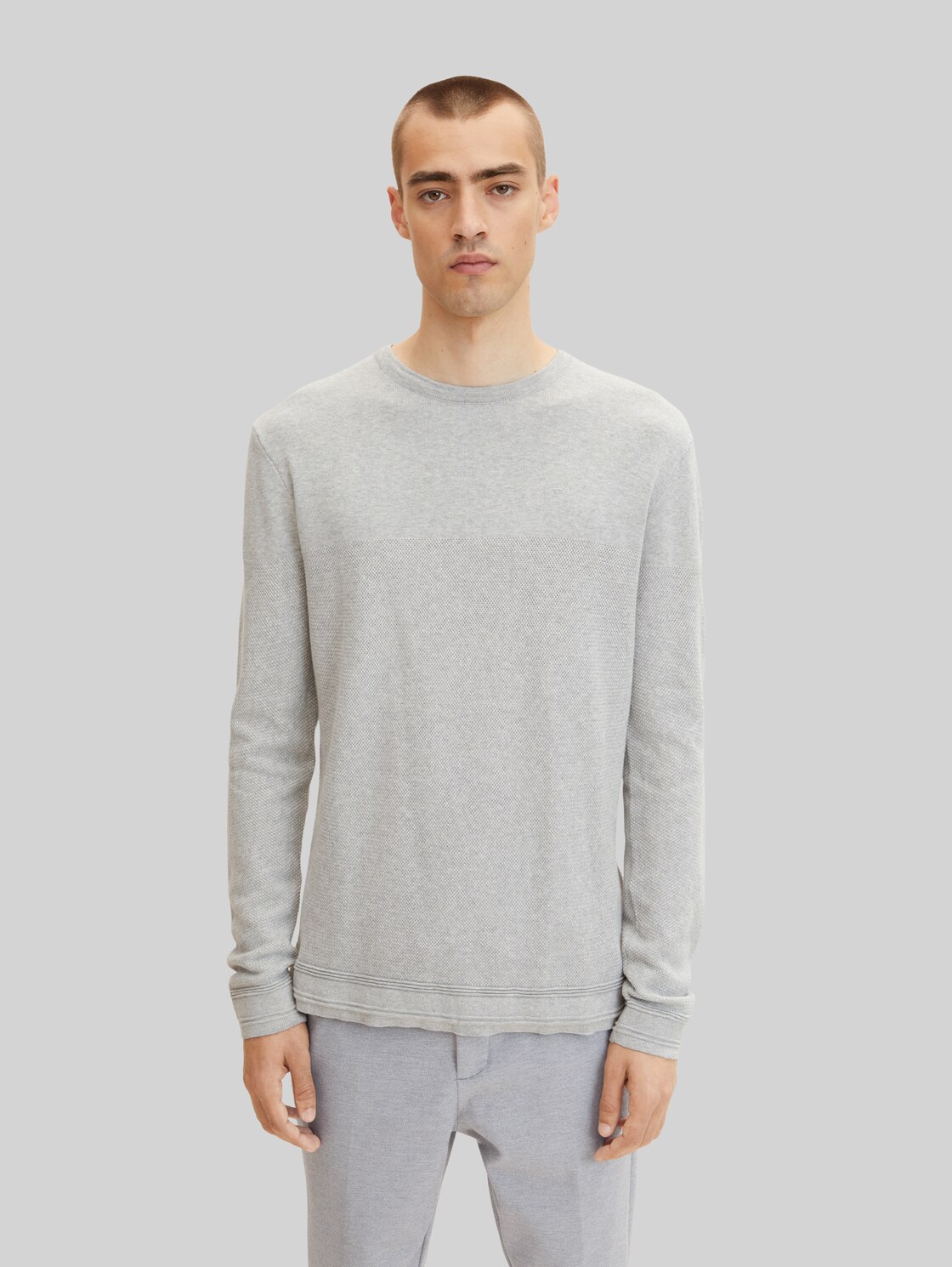 TOM TAILOR Herren Pullover mit Struktur , grau, Gr. XL,