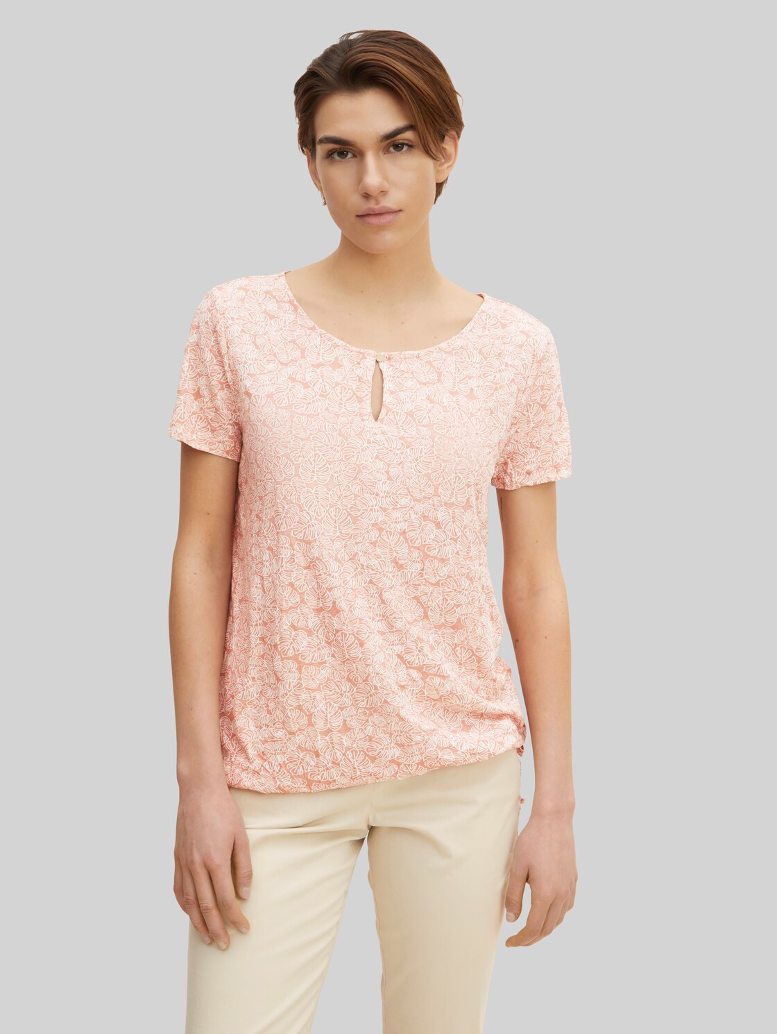 TOM TAILOR Damen T-Shirt in Knitteroptik, rosa, Muster, Gr. S,