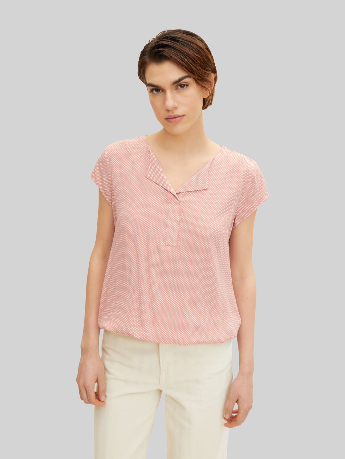 TOM TAILOR Damen Bluse mit LENZING(TM) ECOVERO(TM), rosa, Logo Print, Gr. 38,