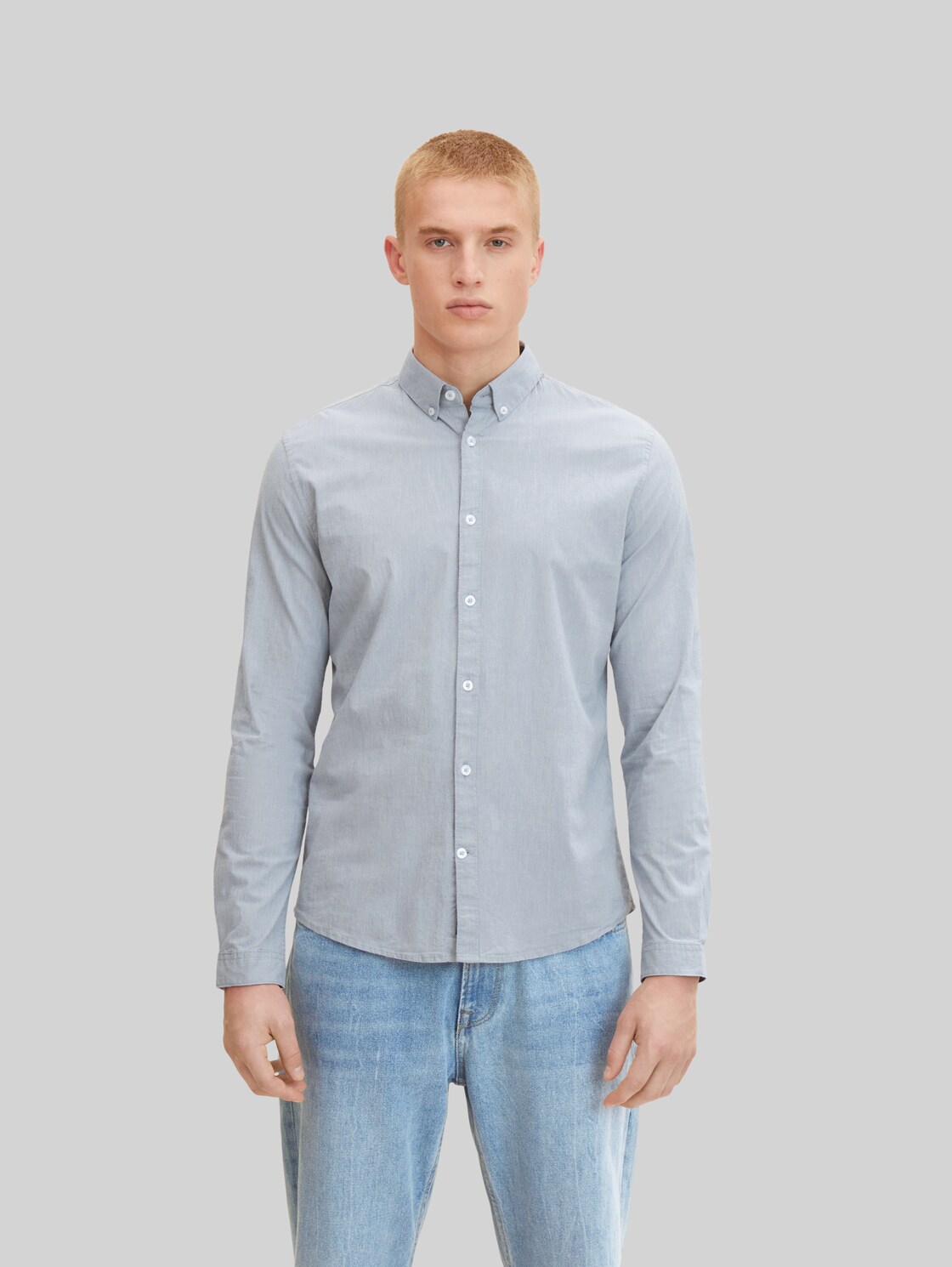 TOM TAILOR Herren Basic Slim Fit Hemd , blau, Gr. XL,