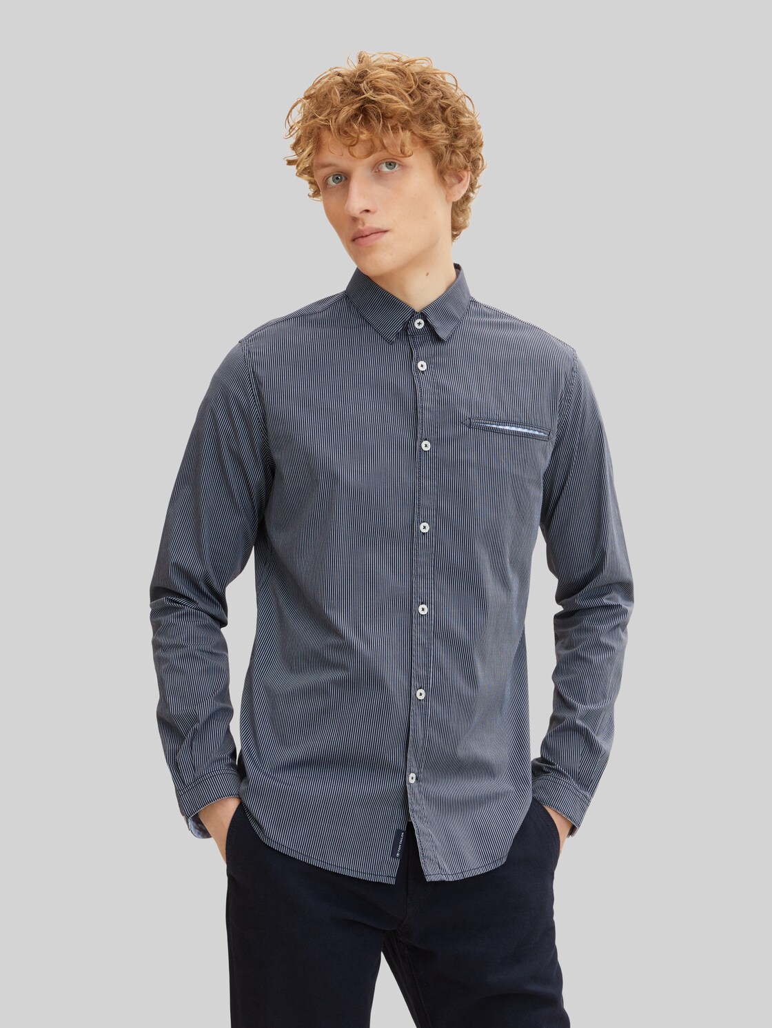TOM TAILOR Herren Gemustertes Slim Fit Hemd , blau, Gr. XXL,