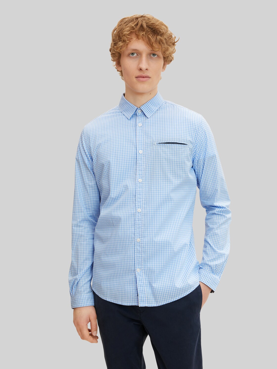 TOM TAILOR Herren Gemustertes Slim Fit Hemd , blau, Gr. XL,