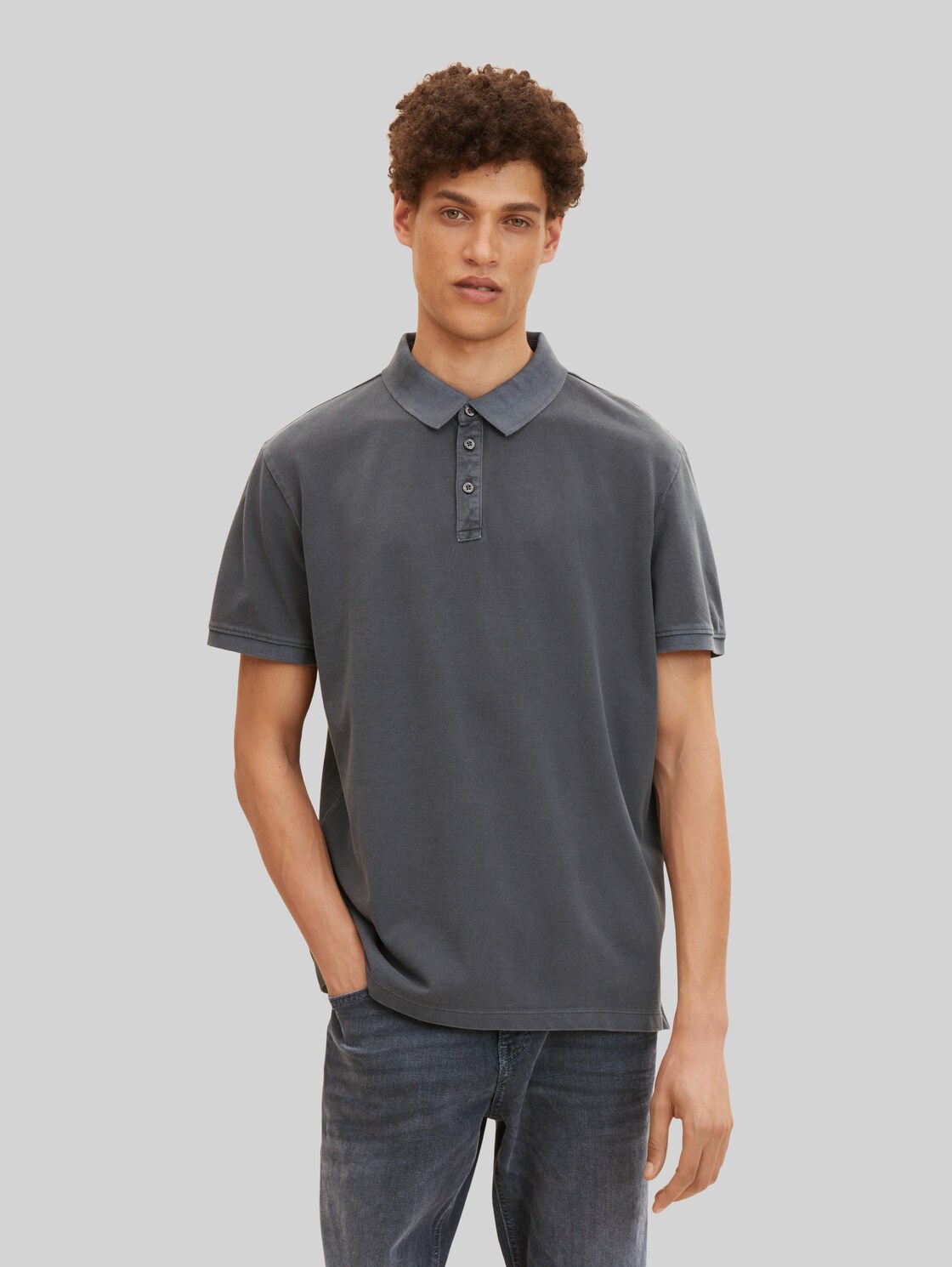 TOM TAILOR Herren Poloshirt mit Piqué Struktur, grau, Gr. XXL,