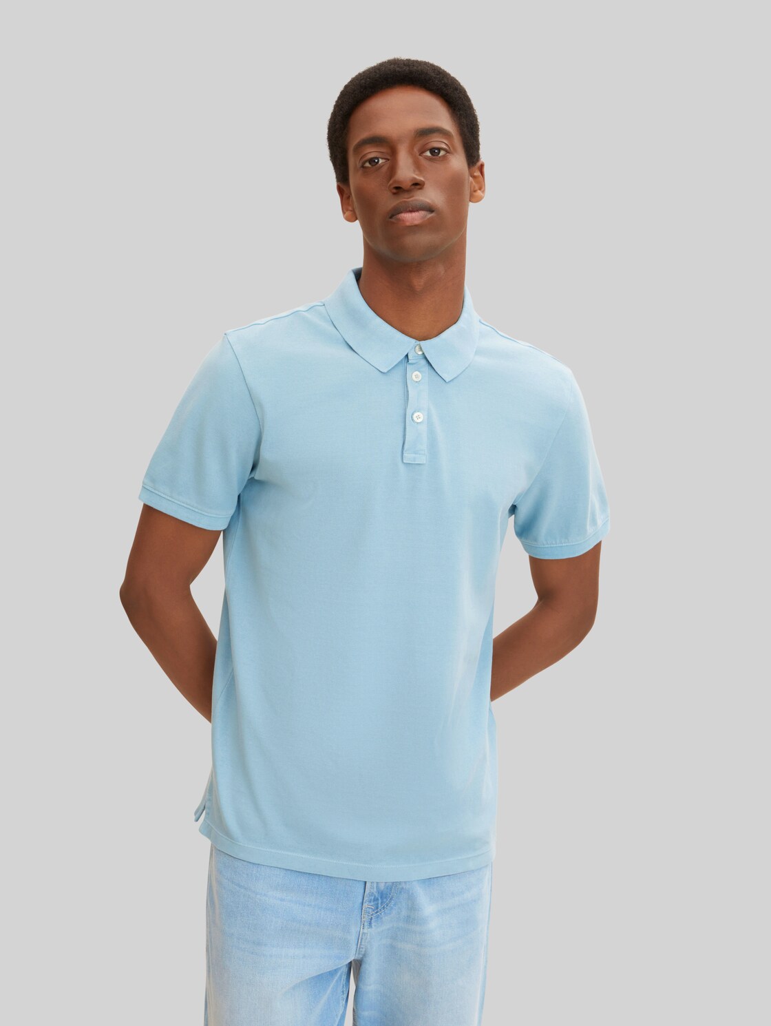 TOM TAILOR Herren Poloshirt mit Piqué Struktur, blau, Gr. M,