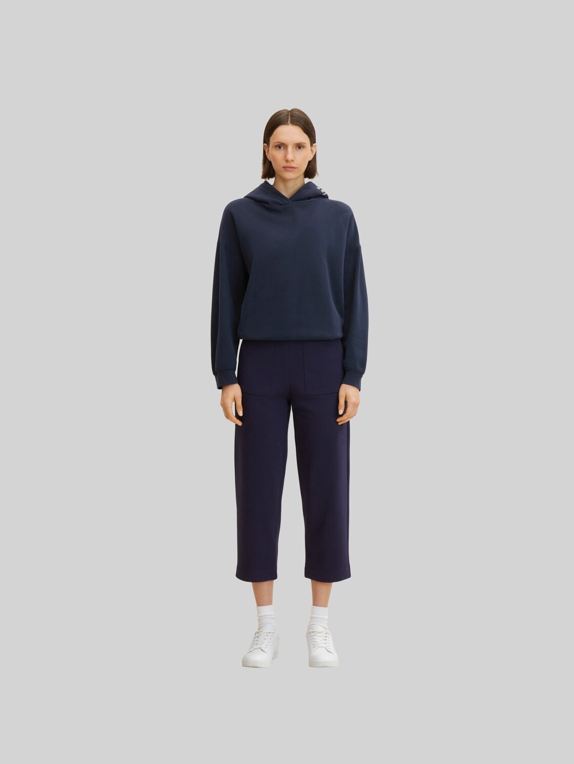 TOM TAILOR Damen Loose Fit Stoffhose in Ankle Länge, blau, Gr. 44/28,