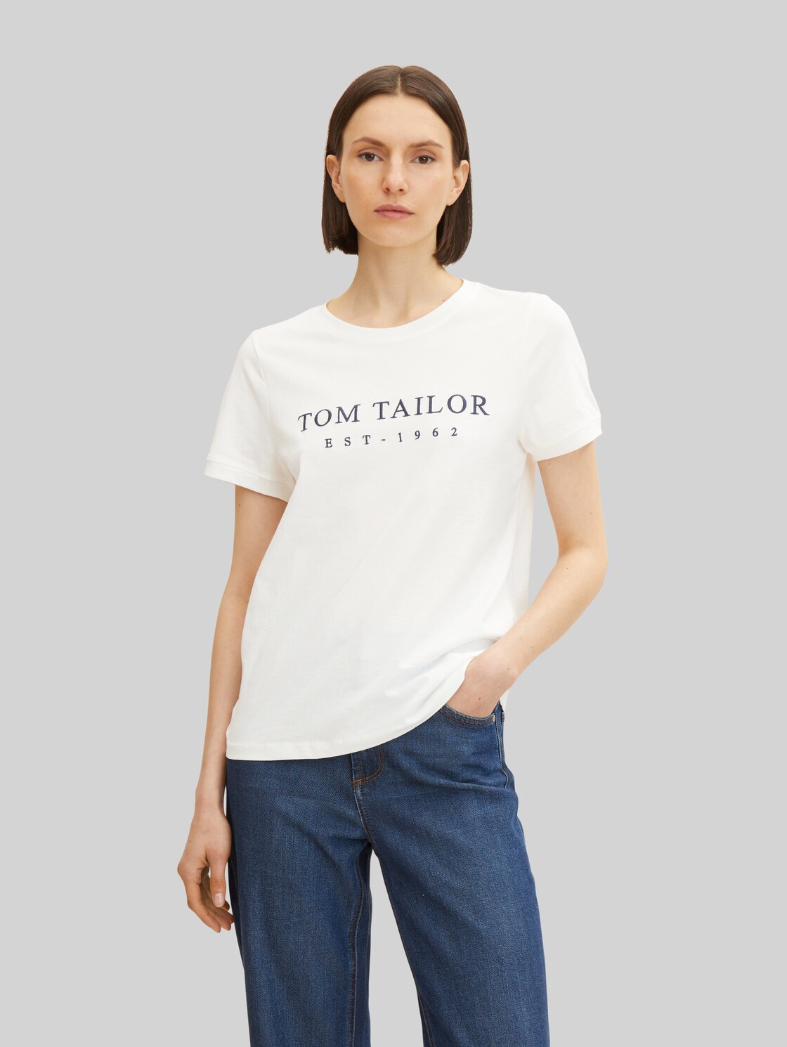 TOM TAILOR Damen T-Shirt mit Print , weiß, Gr. XL,