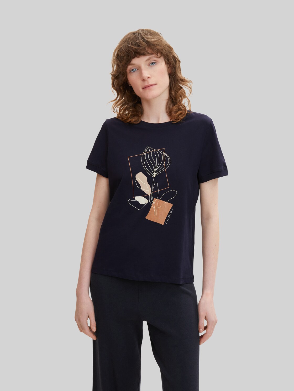 TOM TAILOR Damen T-Shirt mit Print , blau, Gr. XL,
