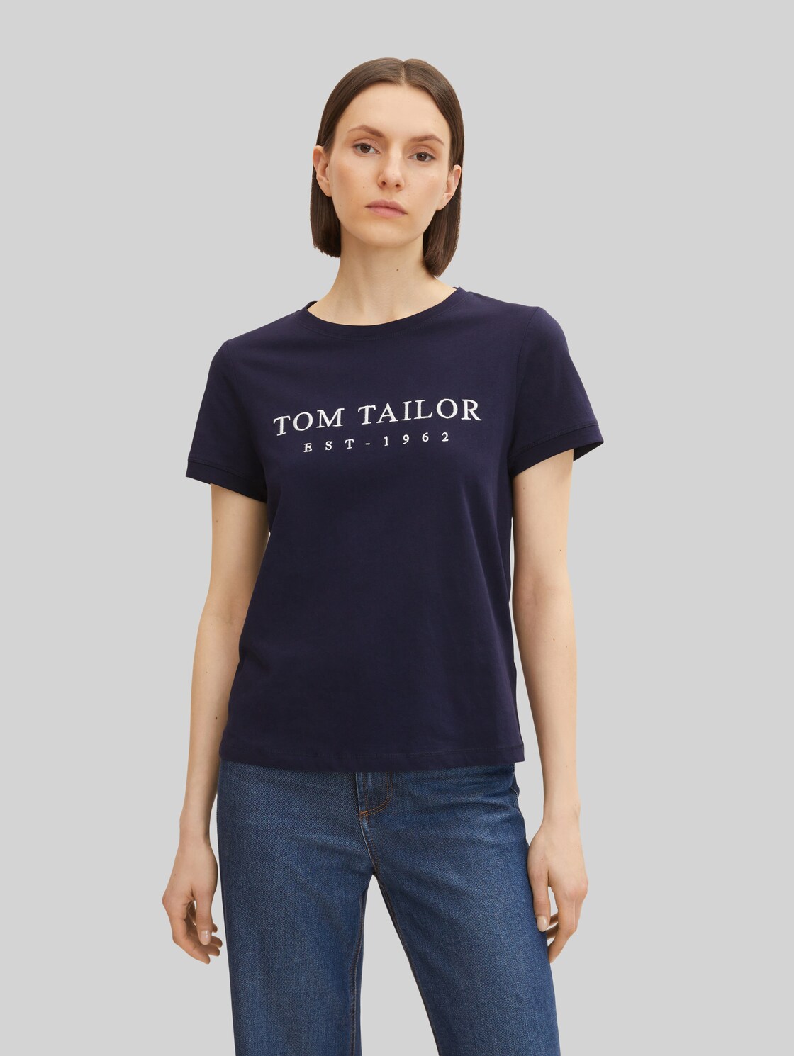 TOM TAILOR Damen T-Shirt mit Print , blau, Gr. L,
