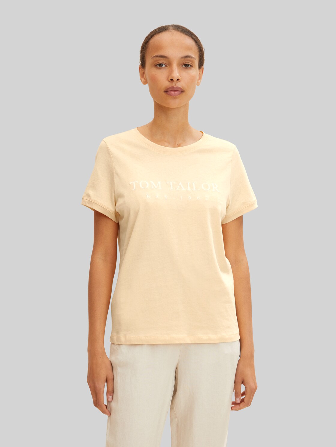 TOM TAILOR Damen T-Shirt mit Print , beige, Gr. XXL,