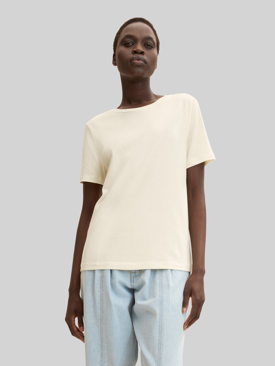 TOM TAILOR Damen Basic T-Shirt, weiß, Gr. XL,