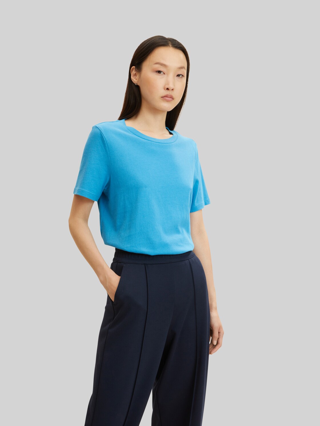 TOM TAILOR Damen Basic T-Shirt, blau, Gr. XXL,
